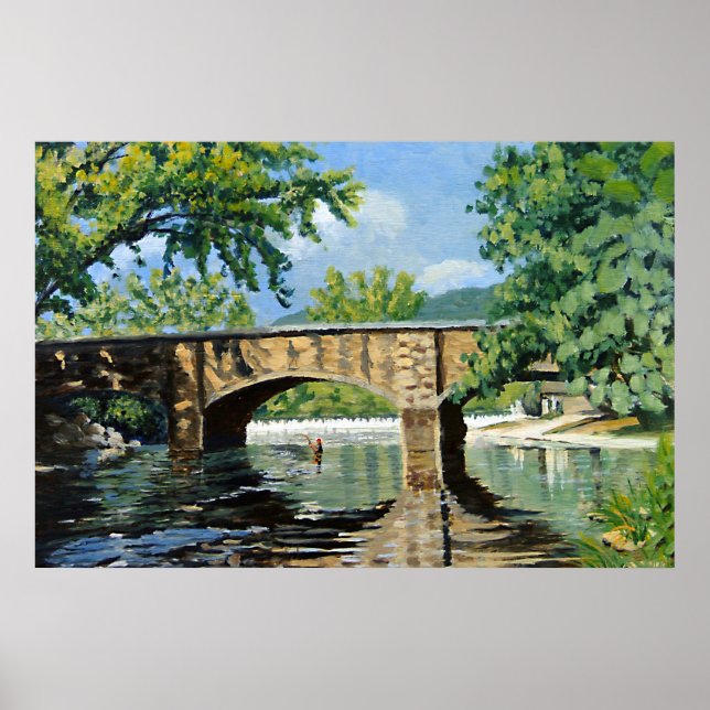 Poster Vue pittoresque du Missouri Trout Stream Fishing (Devant)
