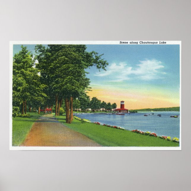 Poster Vue pittoresque sur le lac (Devant)