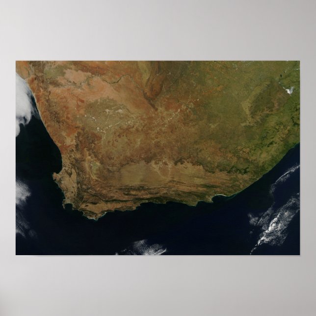 Poster Vue satellite de l'Afrique du Sud (Devant)