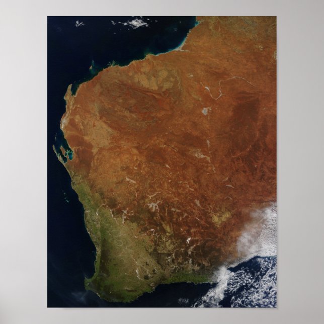 Poster Vue satellite de l'Australie occidentale (Devant)