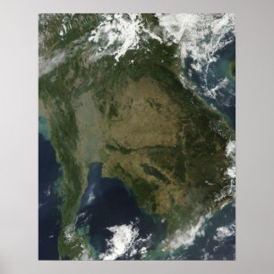 Poster Vue satellite de l'Indochine