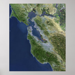 Poster Vue satellite de San Francisco, Californie