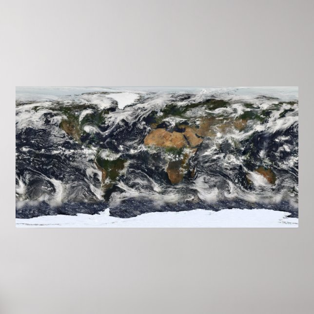 Poster Vue satellite détaillée de la Terre (Devant)