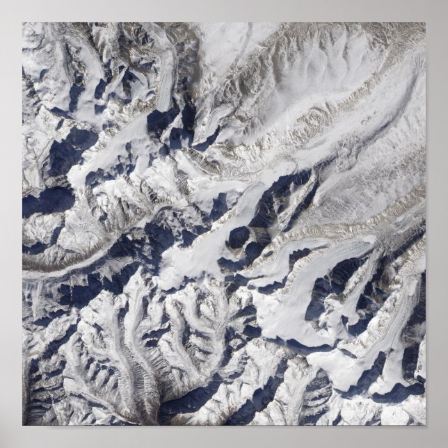 Poster Vue satellite d'un glacier himalayen (Devant)