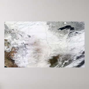 Poster Vue satellite d'une énorme tempête d'hiver au-dess