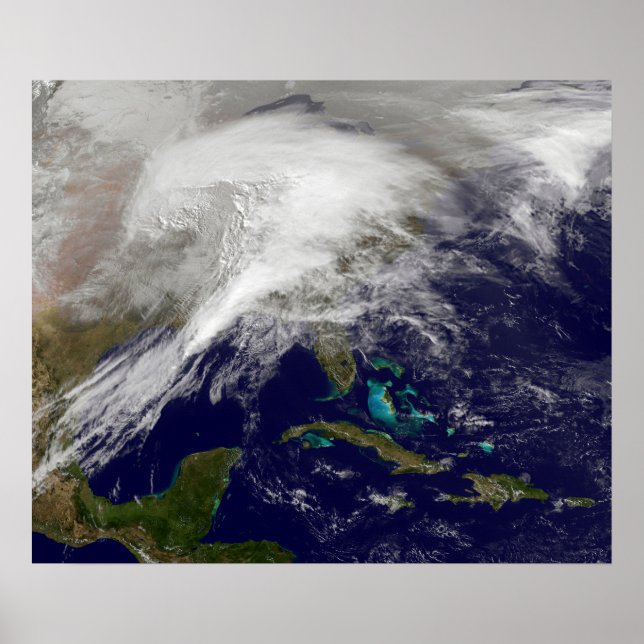 Poster Vue satellite d'une tempête d'hiver massive (Devant)