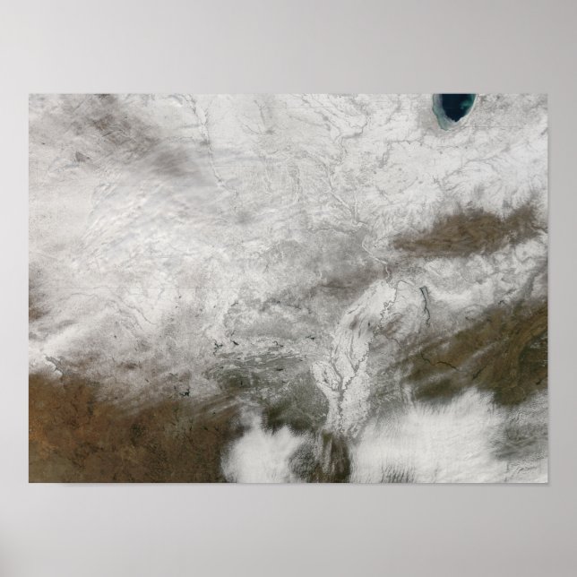 Poster Vue satellite d'une tempête hivernale sévère (Devant)