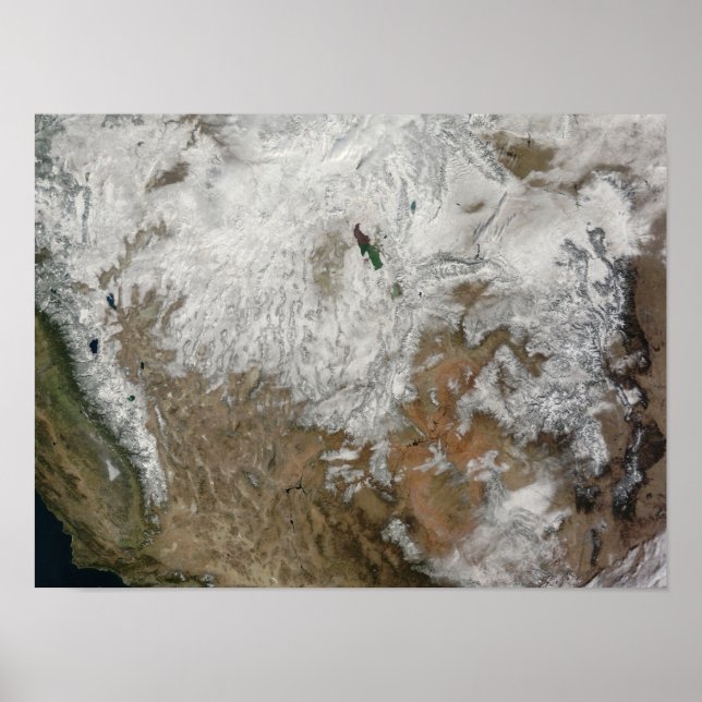 Poster Vue satellite sur l'ouest des États-Unis (Devant)