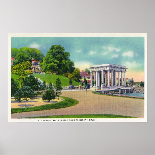 Poster Vue sur Coles Hill et Plymouth Rock Portico (Devant)