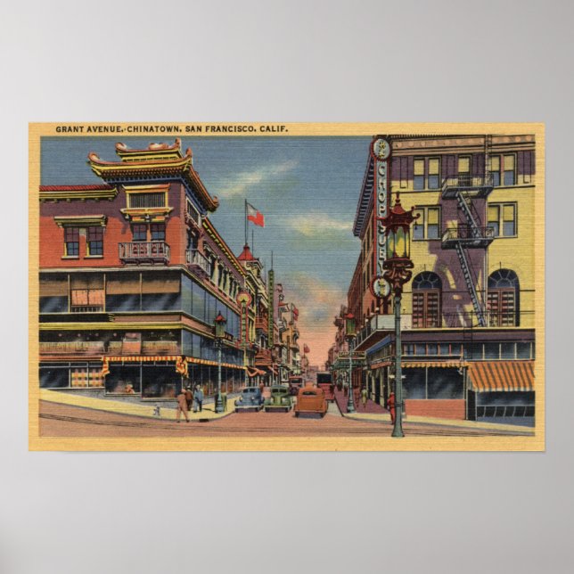 Poster Vue sur Grant Avenue, Chinatown (Devant)