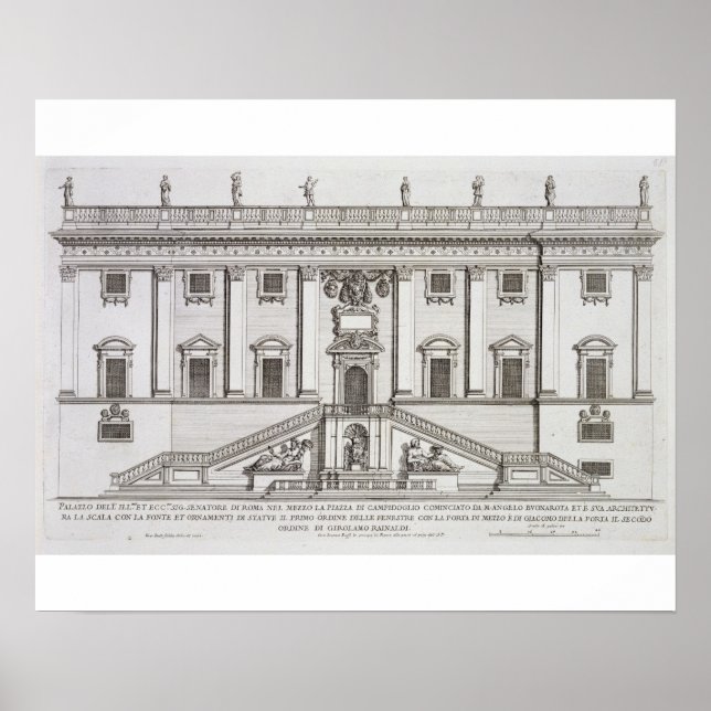 Poster Vue sur la façade du Palazzo Senatorio sur la Piaz (Devant)