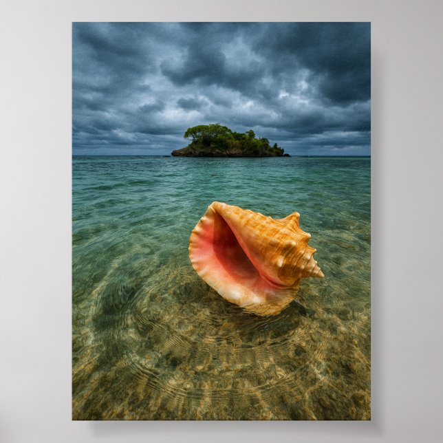 Poster Vue sur la mer tropicale et l'île (Devant)