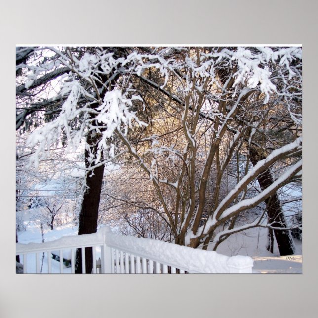 Poster Vue sur la neige d'hiver depuis le porche avant (Devant)