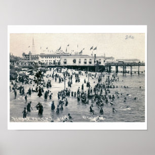 Poster Vue sur la plage, Asbury Park, New Jersey Vintage
