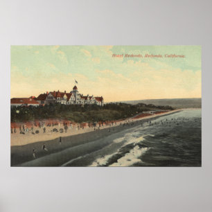 Poster Vue sur la plage et l'hôtel Redondo