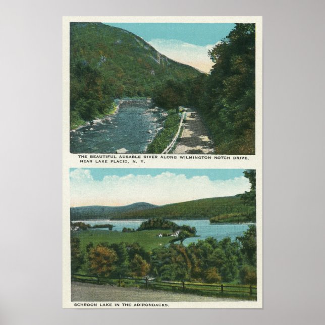 Poster Vue sur la rivière Ausable et le lac Schroon (Devant)