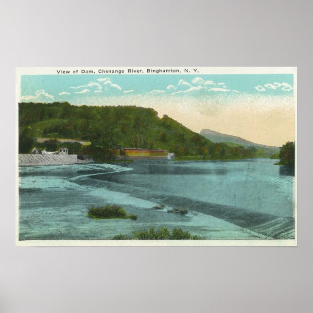 Poster Vue sur la rivière Chenango et le barrage (Devant)