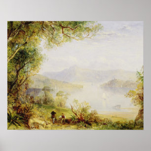 Poster Vue sur la rivière Hudson, vers 1840-45 (huile sur
