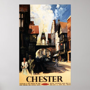 Poster Vue sur la rue avec Ferroviaire à deux et à tour