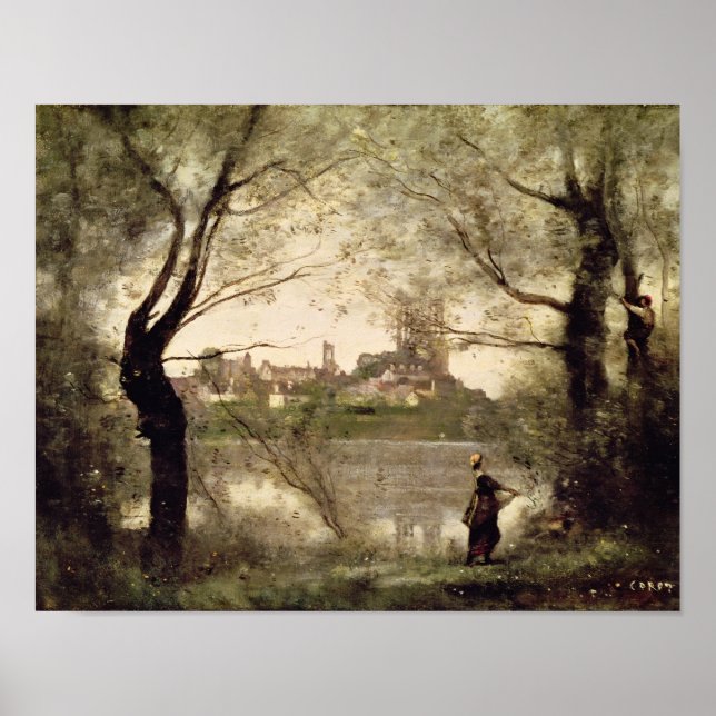 Poster Vue sur la ville et la cathédrale de Mantes (Devant)
