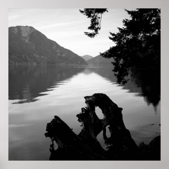 Poster vue sur le lac bw 1 (Devant)