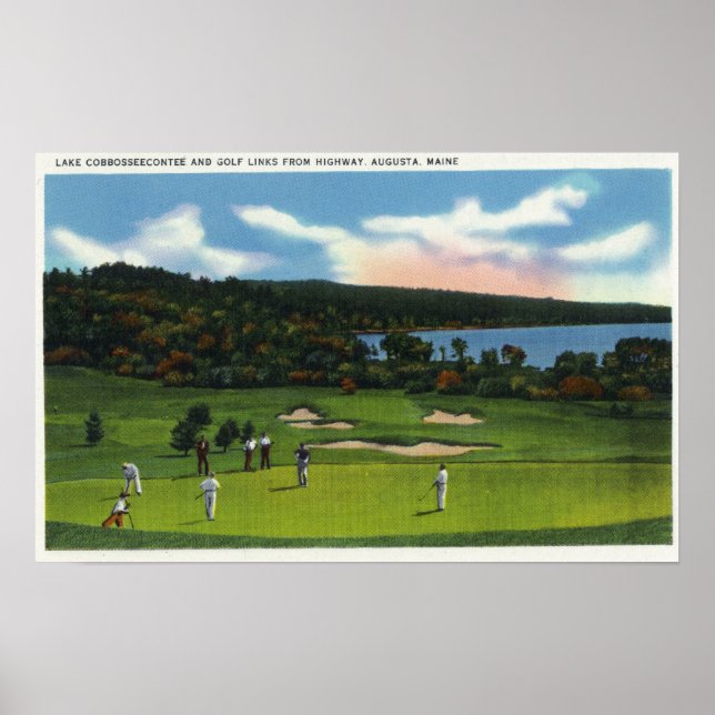 Poster Vue sur le lac Cobbosseecontee et Golf Links (Devant)