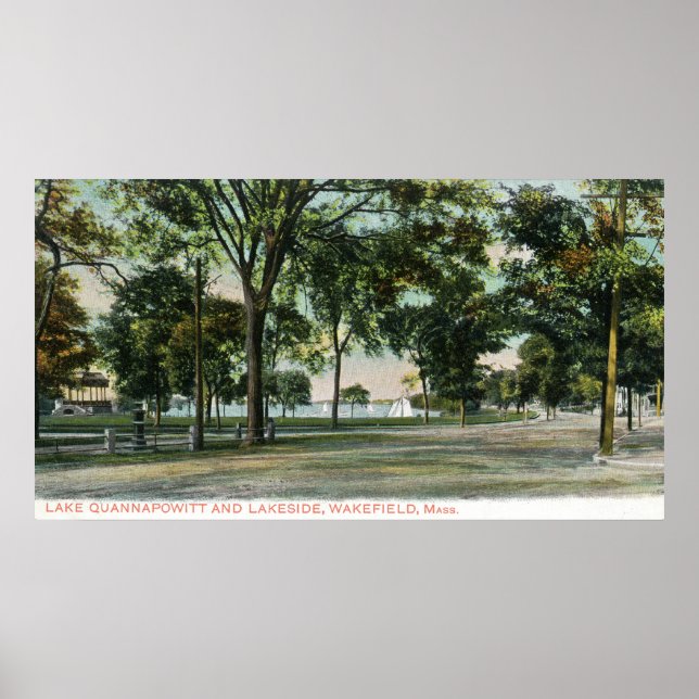 Poster Vue sur le lac Quannapowitt et Lakeside (Devant)