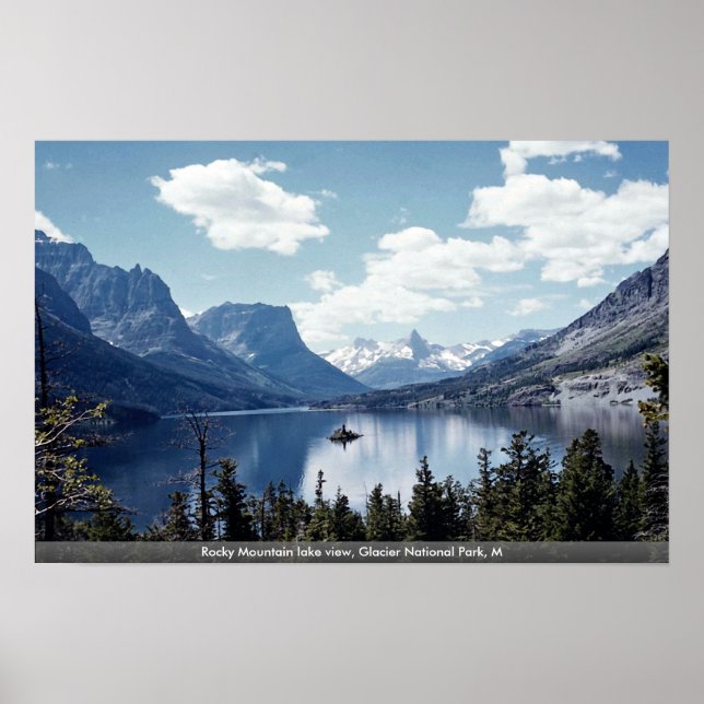 Poster Vue sur le lac Rocky Mountain, Parc national Glaci (Devant)