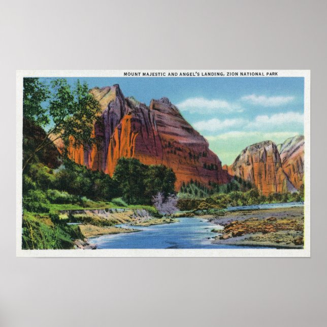 Poster Vue sur le mont Majestic et l'atterrissage d'Angel (Devant)