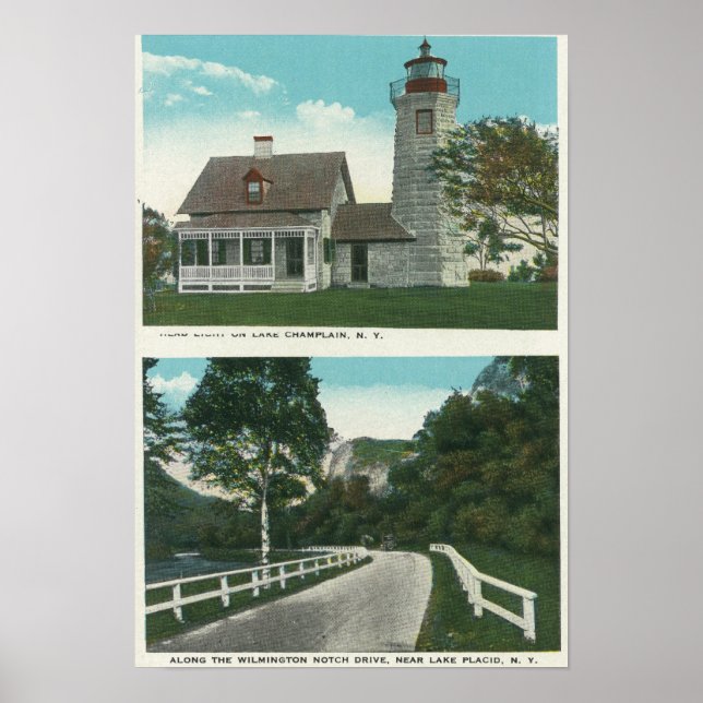 Poster Vue sur le phare du lac Champlain (Devant)