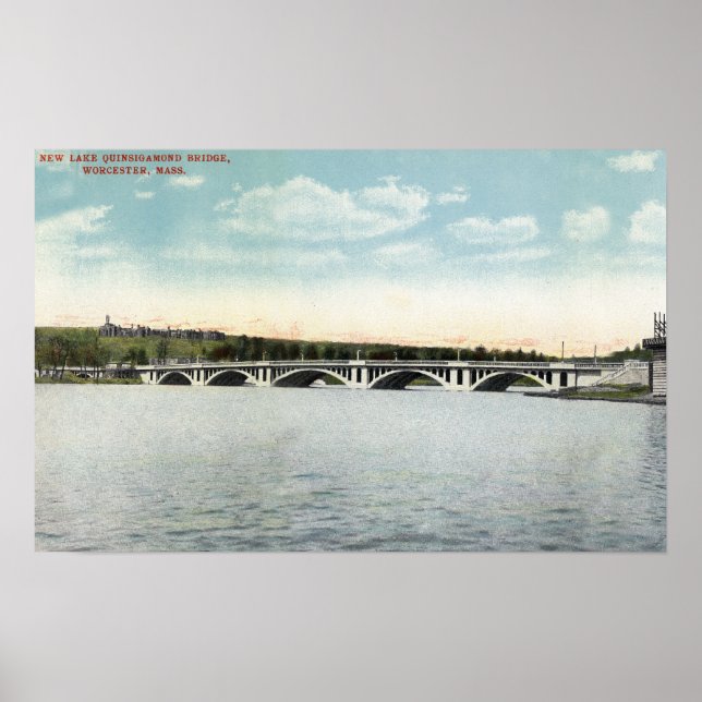 Poster Vue sur le pont New Lake Quinsigamond (Devant)