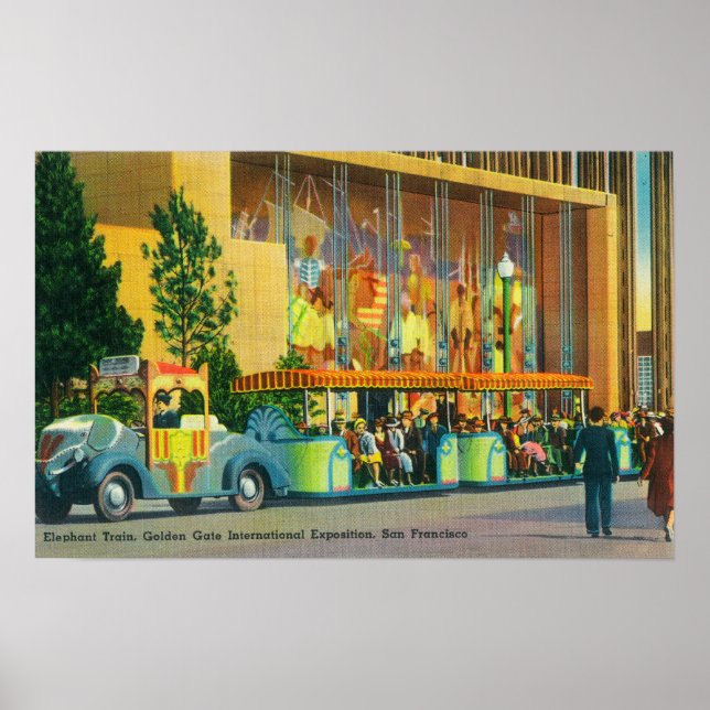 Poster Vue sur le train des éléphants (Devant)