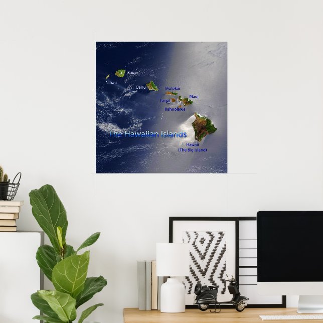 Poster Vue sur les îles Hawaiiennes (Bureau à domicile)