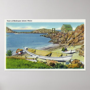 Poster Vue sur l'île de Monhegan, la plage