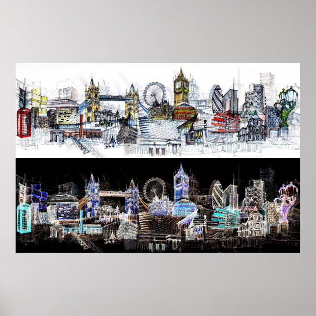 Poster Vue sur Londres (Devant)