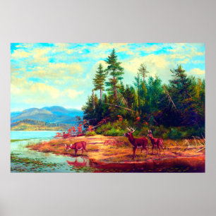 Poster Vue sur Long Lake Arthur Fitzwilliam Tait 1882