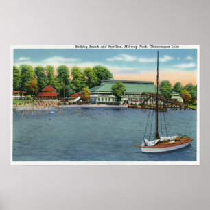 Poster Vue sur Midway Park Beach et Pavilion