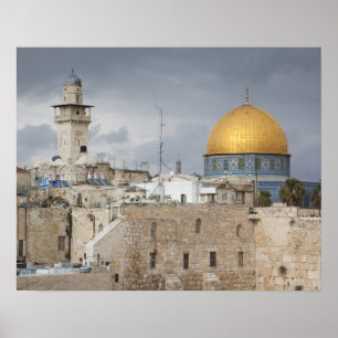 Poster Vue sur Western Wall Plaza, en fin d'après-midi