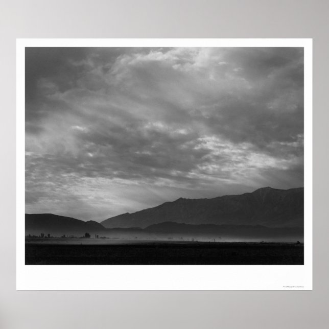 Poster Vue SW sur Manzanar, Tempête de poussière 1943 (Devant)