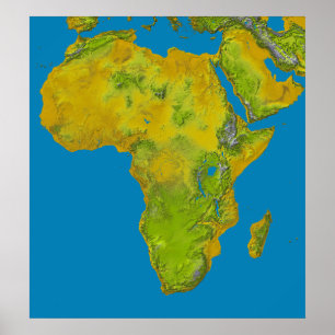 Poster Vue topographique de l'Afrique