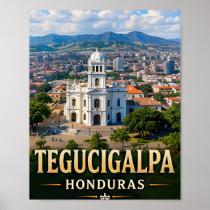 Poster Vues de montagne de Tegucigalpa et esprit hondurie