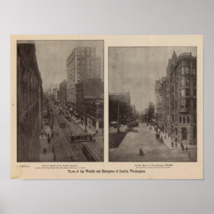 Poster Vues richesse, entreprise, Seattle, Laver