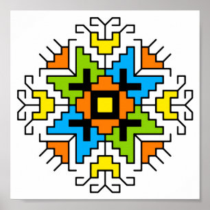 Poster WA0012 Mur d'art Motif bulgare shevitsa orange