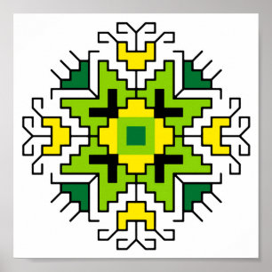 Poster WA0014 Mur d'art Motif bulgare shevitsa vert