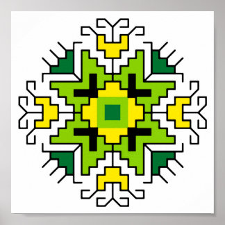 Poster WA0014 Mur d'art Motif bulgare shevitsa vert