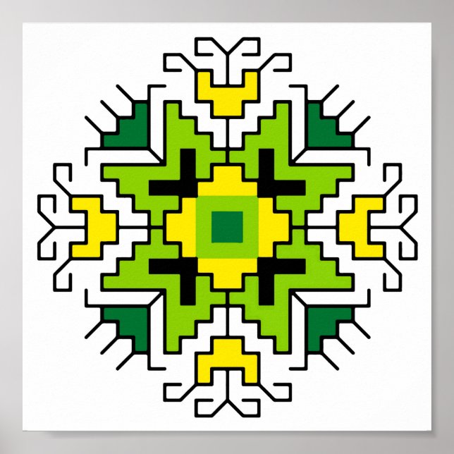 Poster WA0014 Mur d'art Motif bulgare shevitsa vert (Devant)