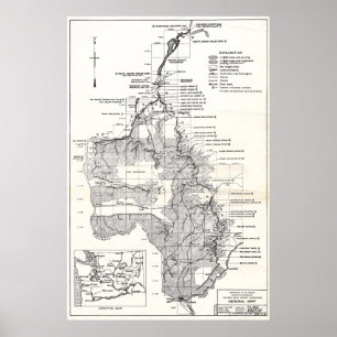 Poster WA Columbia River - Plan du projet de barrage Coul