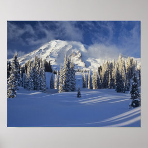 Poster WA, Mt Rainier NP, Mt Rainier et Paradise