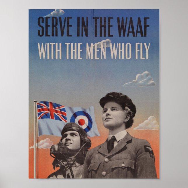Poster WAAF en uniforme avec pilote à côté d'elle (Devant)