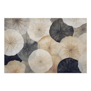 Poster Wabisabi Esthétique Abstrait Lotus Feuilles